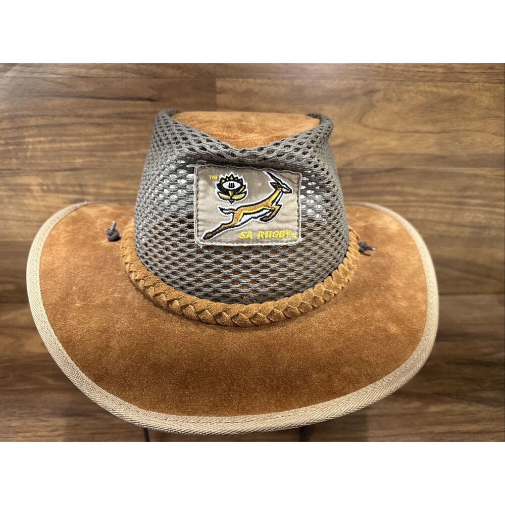 Pudney’s SA Suede Leather Broad Brim Safari Hat Mesh SA rugby